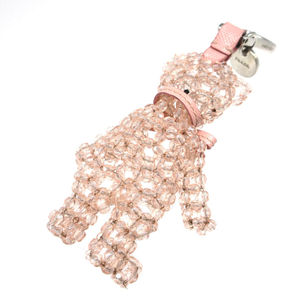 美品 プラダ ベア くま クリスタル ピンク バッグチャーム キーホルダー 0076【中古】PRADA