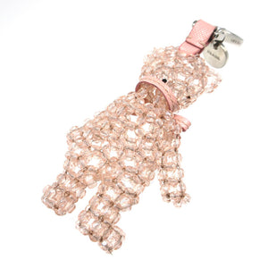 美品 プラダ ベア くま クリスタル ピンク バッグチャーム キーホルダー 0076【中古】PRADA