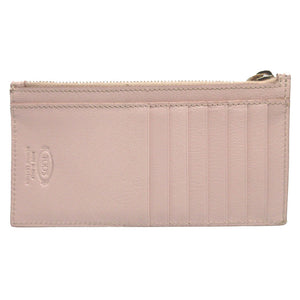 新品同様 トッズ タイムレスT レザー ピンクベージュ フラグメントケース コインケース カードケース 0078【中古】TOD’S