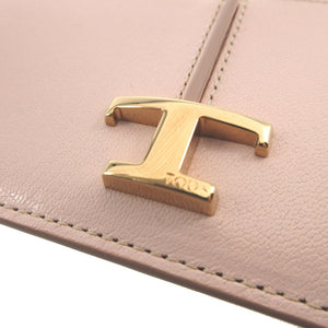 新品同様 トッズ タイムレスT レザー ピンクベージュ フラグメントケース コインケース カードケース 0078【中古】TOD’S