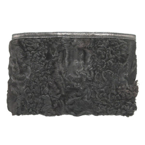 ロエベ ラムファー ナッパレザー ブラック 黒 ジップ ポーチ 0080【中古】LOEWE