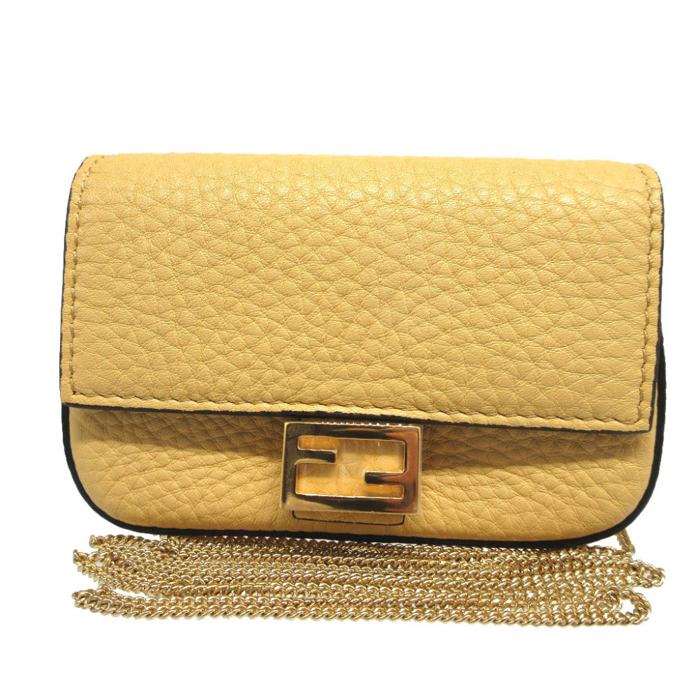 美品 フェンディ ナノバケット 7AR844 レザー イエロー 黄 ミニ チェーン ショルダーバッグ 0081【中古】FENDI