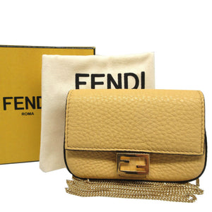 美品 フェンディ ナノバケット 7AR844 レザー イエロー 黄 ミニ チェーン ショルダーバッグ 0081【中古】FENDI