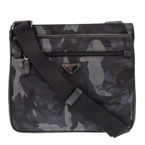 美品 プラダ VA251M 迷彩 カモフラージュ ナイロンキャンバス/レザー ブラック ショルダーバッグ 黒 0110【中古】PRADA