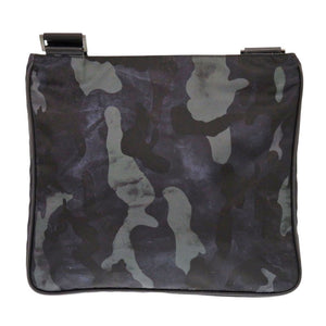 美品 プラダ VA251M 迷彩 カモフラージュ ナイロンキャンバス/レザー ブラック ショルダーバッグ 黒 0110【中古】PRADA