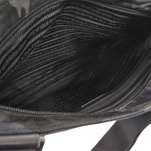 美品 プラダ VA251M 迷彩 カモフラージュ ナイロンキャンバス/レザー ブラック ショルダーバッグ 黒 0110【中古】PRADA