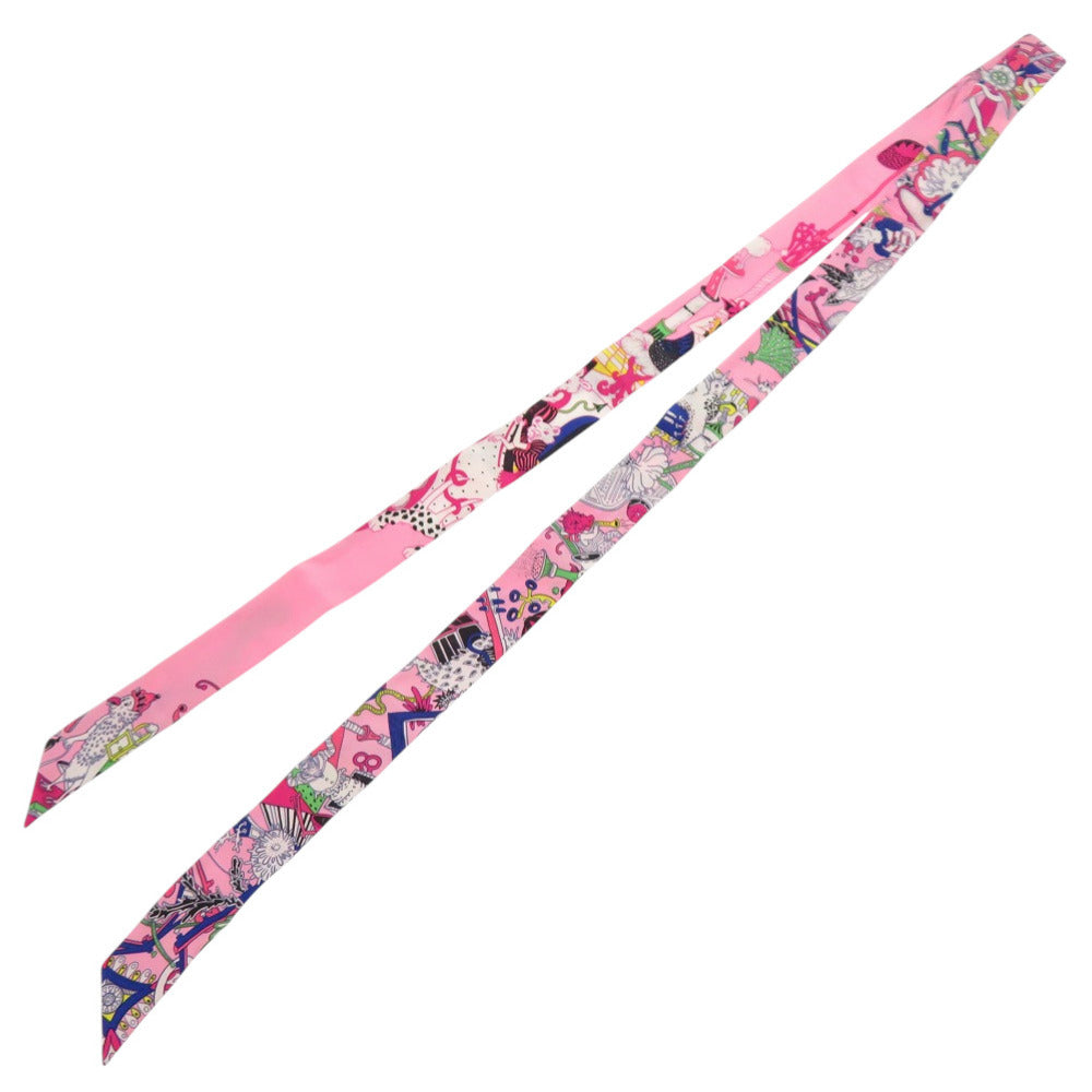 美品 エルメス ツイリー シルク ピンク スカーフ 0135 【中古】 HERMES