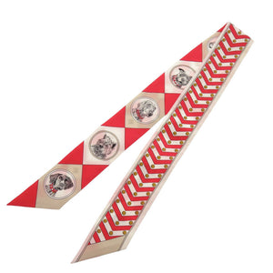 新品同様 エルメス ツイリー colliers et chiens 首輪と犬 シルク ルージュ ブラン マスチック スカーフ 0139【中古】HERMES