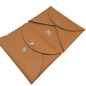 新品同様 エルメス カルヴィデュオ U刻印(2022年製) ヴォーエプソン ゴールド コインケース 財布 0211【中古】HERMES