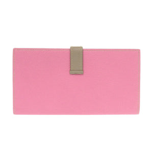 美品 エルメス ベアンスフレ シェーブル ピンク トゥルティエールグレー □N刻印(2010年製) 長財布 0215【中古】HERMES