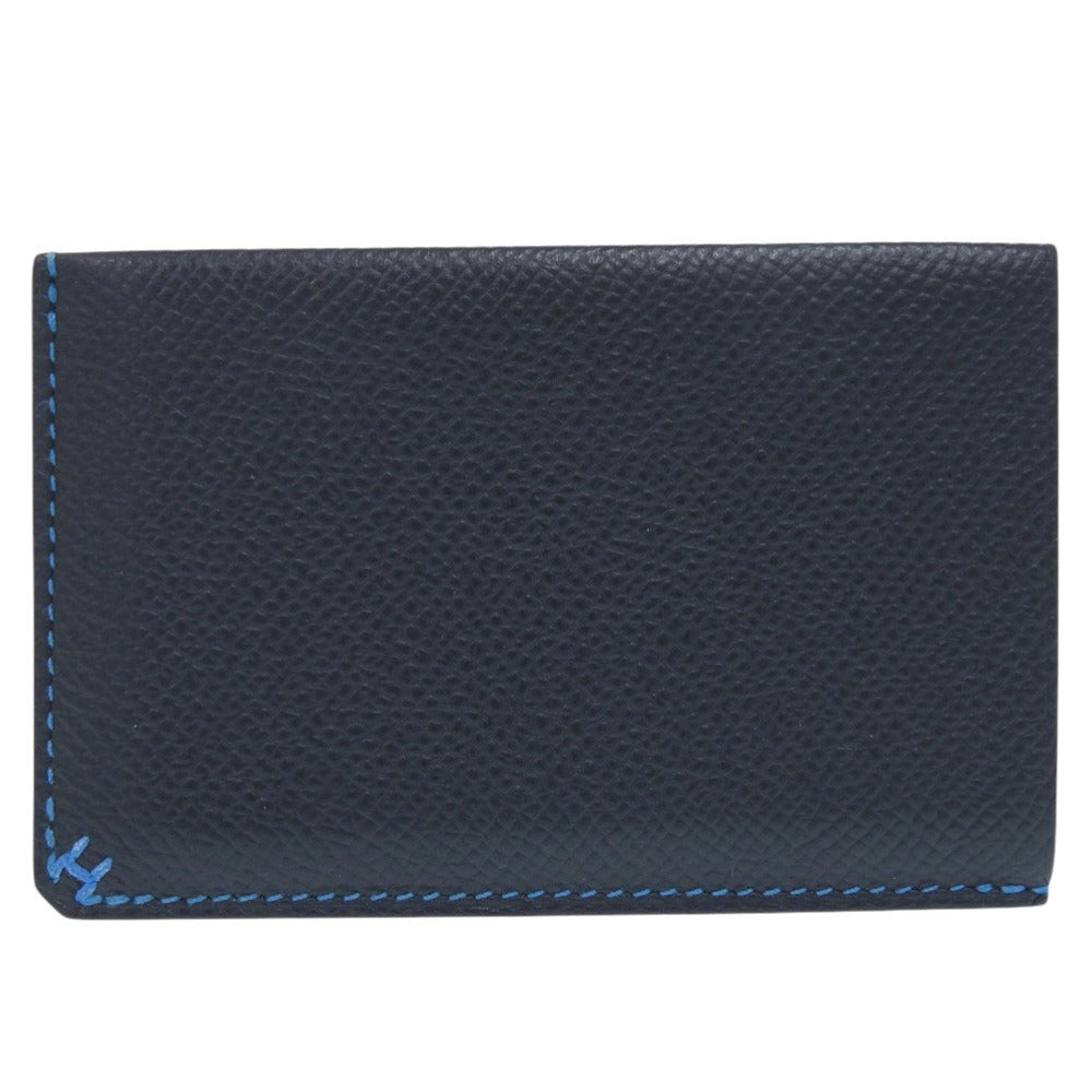 新品同様 エルメス Hセリエ ヴォーエプソン ブルーインディゴ ブルーイドラ U刻印(2022年製) カードケース 0216【中古】HERMES