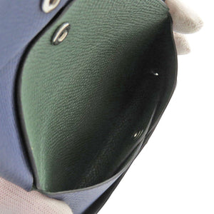 新品同様 エルメス カルヴィ デュオ ヴェルソ ヴォーエプソン ブルーサフィール ヴェールアングラス U刻印(2022年製)  カードケース 青 0218【中古】HERMES