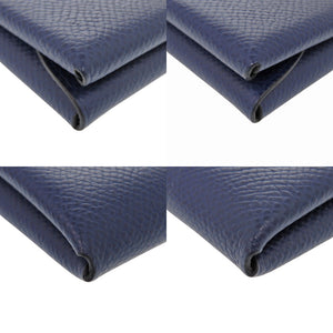 新品同様 エルメス カルヴィ デュオ ヴェルソ ヴォーエプソン ブルーサフィール ヴェールアングラス U刻印(2022年製)  カードケース 青 0218【中古】HERMES