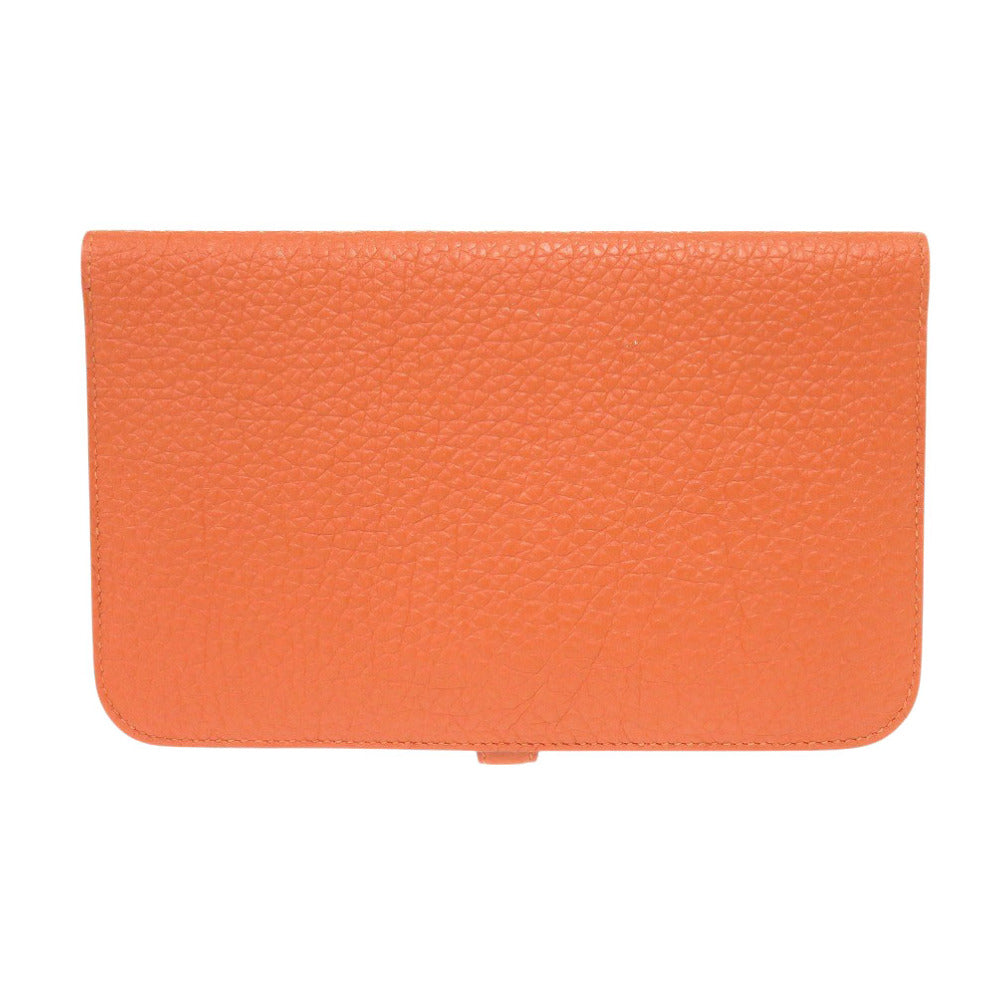 美品 エルメス ドゴン デュオ GM トゴ オレンジ □Q刻印(2013年製) 長財布  0223【中古】HERMES