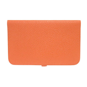 美品 エルメス ドゴン デュオ GM トゴ オレンジ □Q刻印(2013年製) 長財布  0223【中古】HERMES