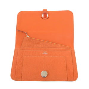 美品 エルメス ドゴン デュオ GM トゴ オレンジ □Q刻印(2013年製) 長財布  0223【中古】HERMES