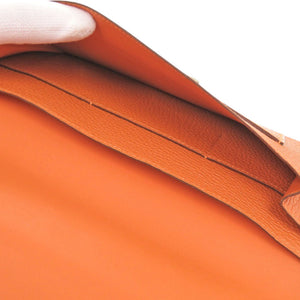 美品 エルメス ドゴン デュオ GM トゴ オレンジ □Q刻印(2013年製) 長財布  0223【中古】HERMES