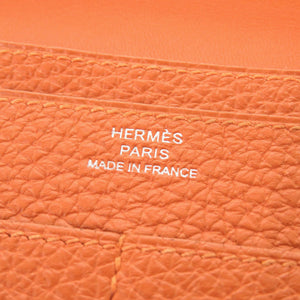 美品 エルメス ドゴン デュオ GM トゴ オレンジ □Q刻印(2013年製) 長財布  0223【中古】HERMES