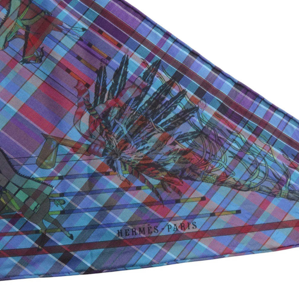 美品 エルメス パウニー族の首長 シルク マルチカラー スカーフ 0226【中古】HERMES