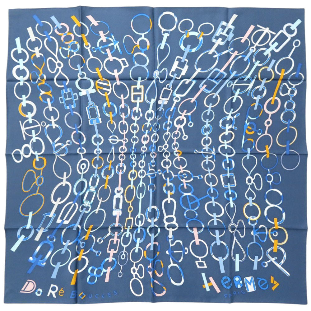 新品同様 エルメス カレ90 Do Re Boucles ド レ ブックル シルク マルチカラー スカーフ 0229【中古】HERMES