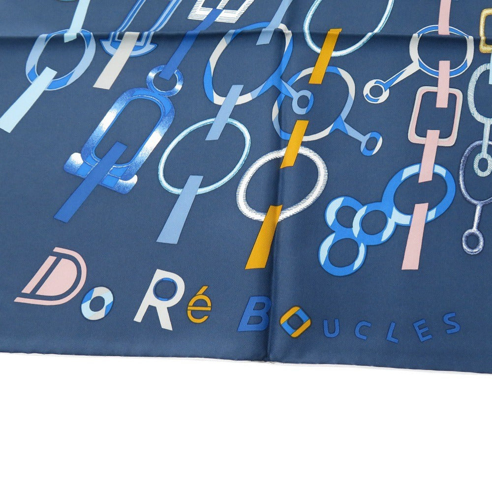 新品同様 エルメス カレ90 Do Re Boucles ド レ ブックル シルク マルチカラー スカーフ 0229【中古】HERMES