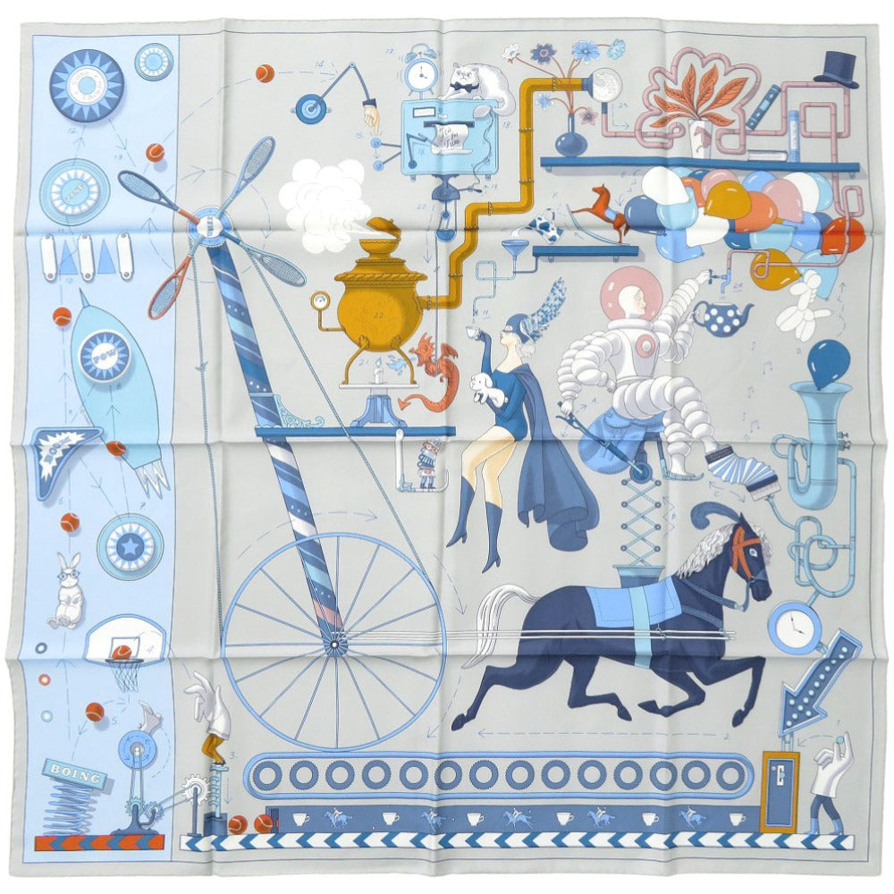 新品同様 エルメス カレ90 ティー フォー トゥー Tea For Two シルク マルチカラー 0230【中古】HERMES