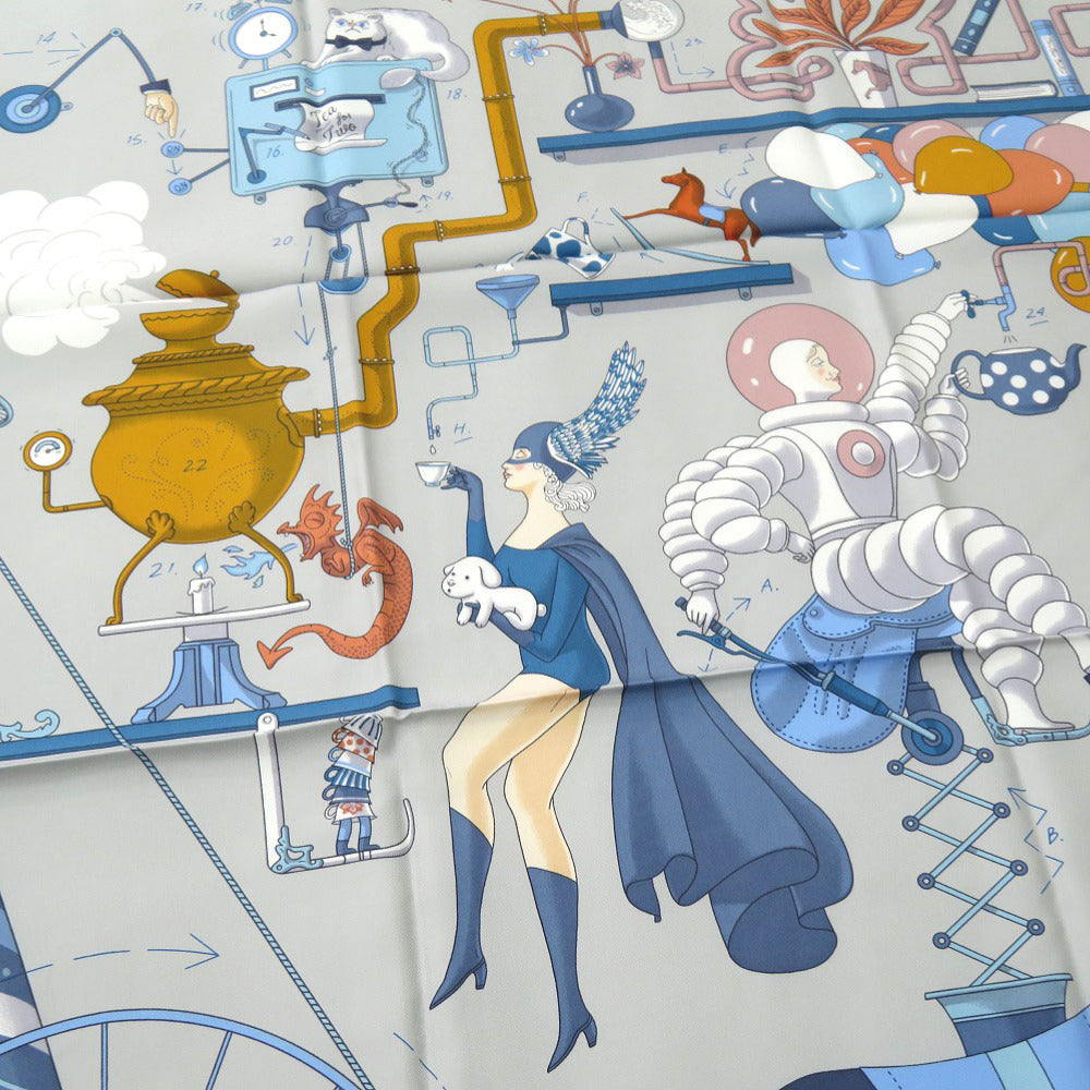 新品同様 エルメス カレ90 ティー フォー トゥー Tea For Two シルク マルチカラー 0230【中古】HERMES