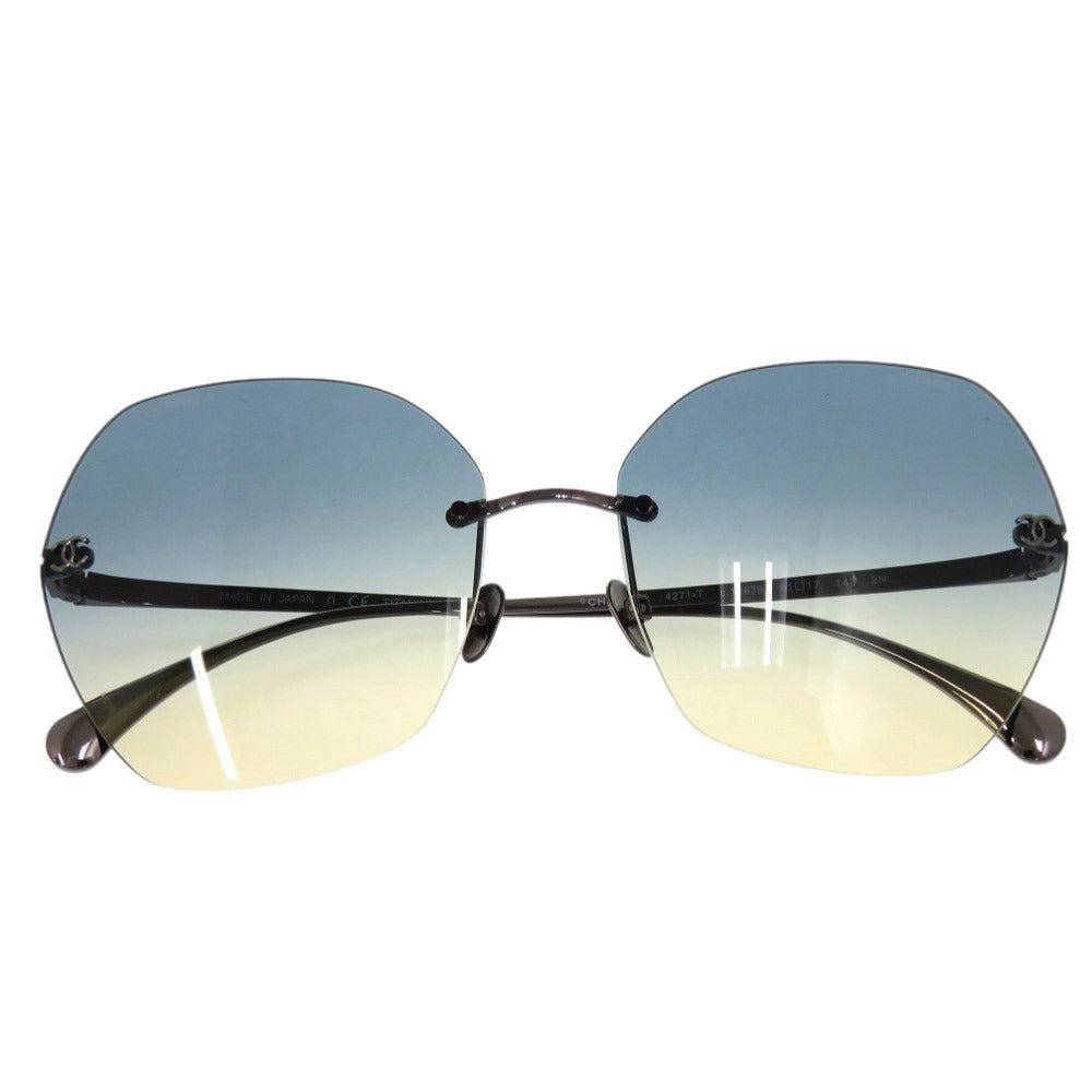 美品 シャネル ココマーク 4271‐T プラスチック ブルーグラデーション サングラス 0259【中古】CHANEL
