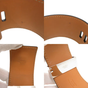 美品 エルメス コリエドシアン ボックスカーフ ブラック □R刻印(2014年製) シルバー金具 ブレスレット 0260【中古】HERMES