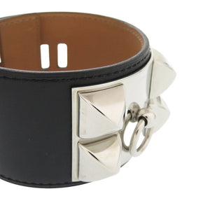 美品 エルメス コリエドシアン ボックスカーフ ブラック □R刻印(2014年製) シルバー金具 ブレスレット 0260【中古】HERMES