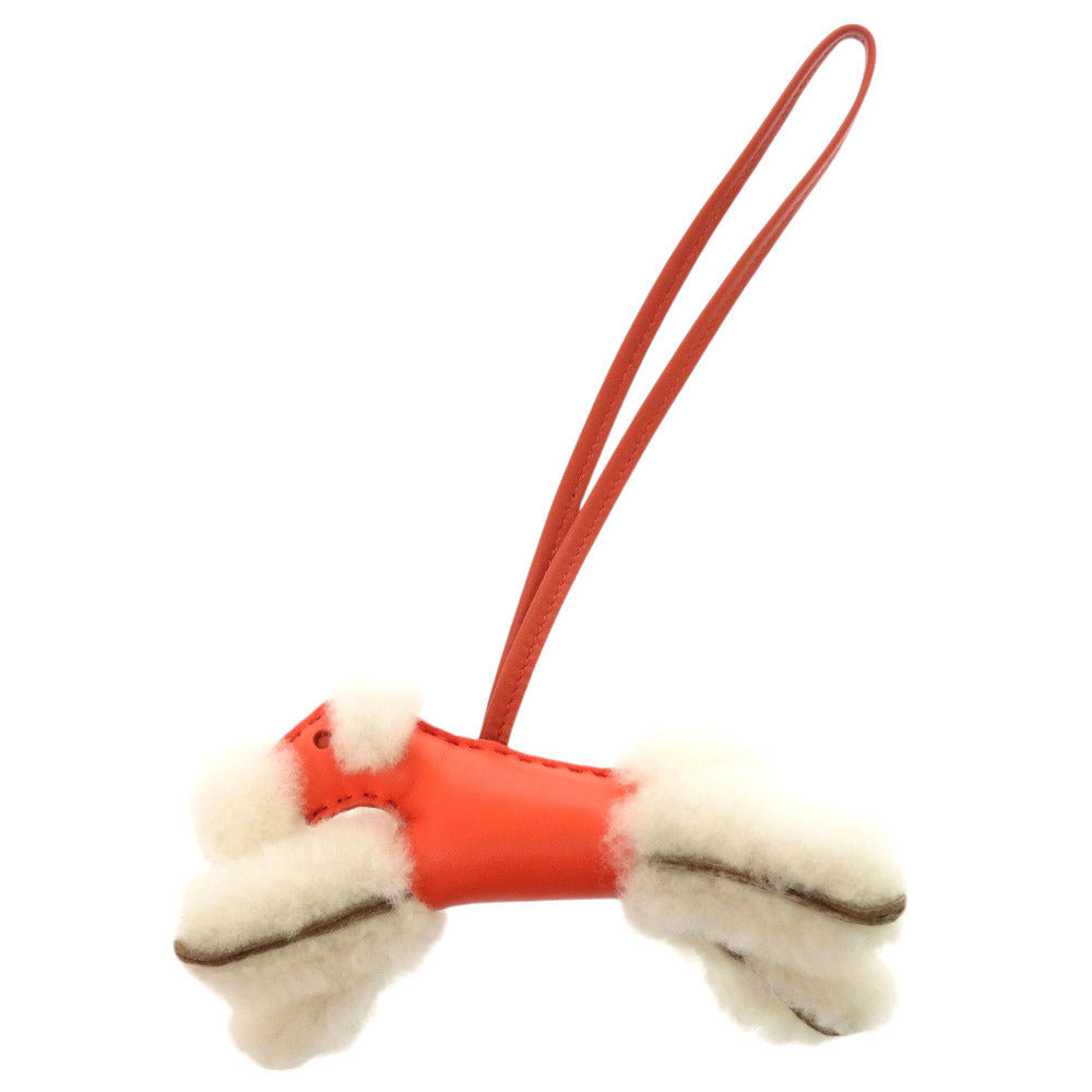 新品同様 エルメス バディ アニューミロ ムートン ローズテキサス コルナリン エクリュ U刻印(2022年製) バッグチャーム 0264 【中古】 HERMES