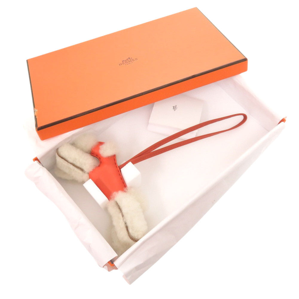 新品同様 エルメス バディ アニューミロ ムートン ローズテキサス コルナリン エクリュ U刻印(2022年製) バッグチャーム 0264 【中古】 HERMES