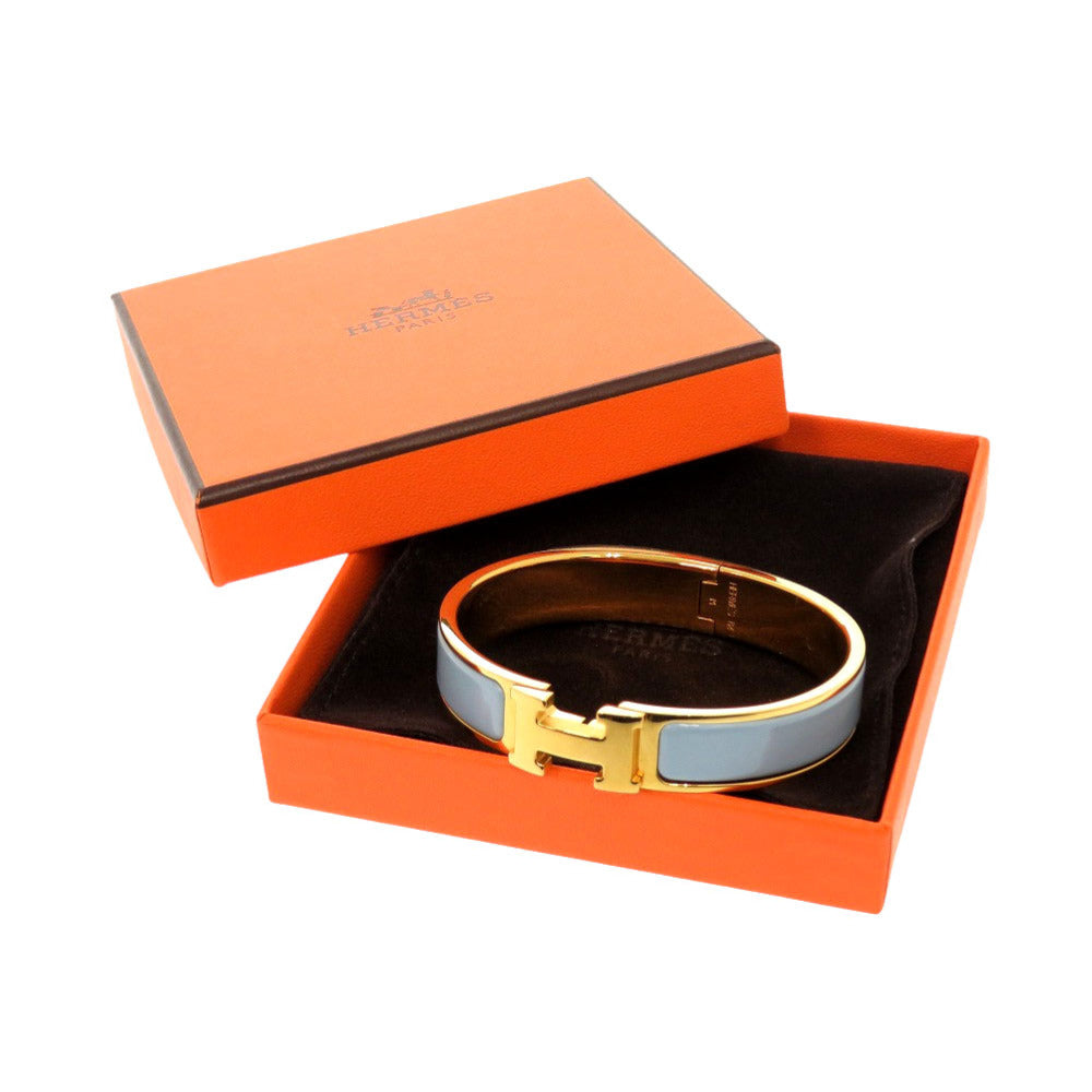 新品同様 エルメス クリックH クリッククラックPM ブルーシエル ゴールド金具 ブレスレット バングル 0267 【中古】 HERMES