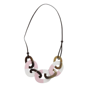 新品同様 エルメス カランバ バッファローホーン/ラッカー ブラウン ピンク ネックレス 0271【中古】HERMES