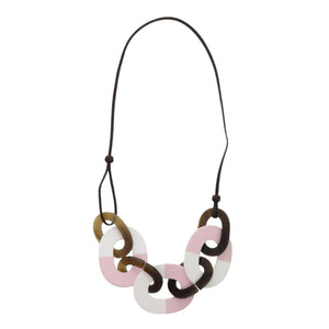 新品同様 エルメス カランバ バッファローホーン/ラッカー ブラウン ピンク ネックレス 0271【中古】HERMES