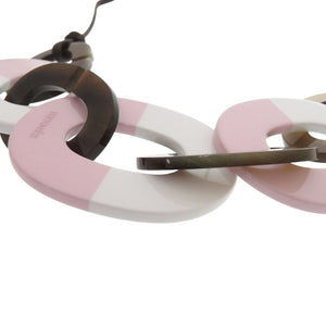 新品同様 エルメス カランバ バッファローホーン/ラッカー ブラウン ピンク ネックレス 0271【中古】HERMES