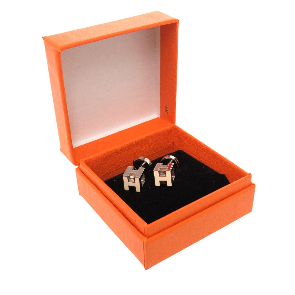 美品 エルメス カージュドアッシュ Hキューブ シルバー金具 アイボリー ピアス アクセサリー 0274 【中古】 HERMES