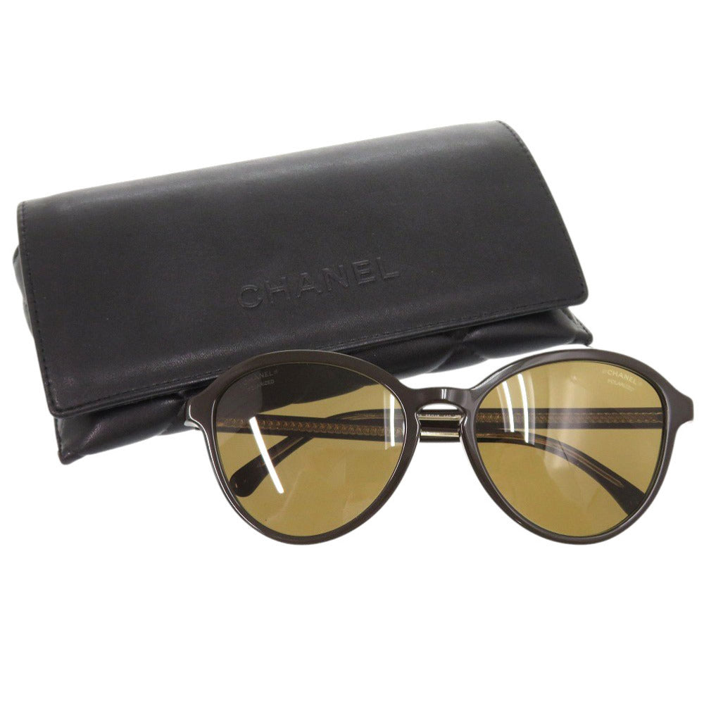 美品 シャネル ココマーク 5403 A プラスチック ブラウン サングラス 0279【中古】CHANEL