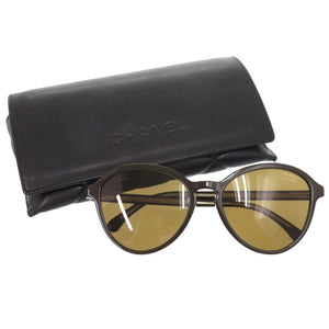 美品 シャネル ココマーク 5403 A プラスチック ブラウン サングラス 0279【中古】CHANEL