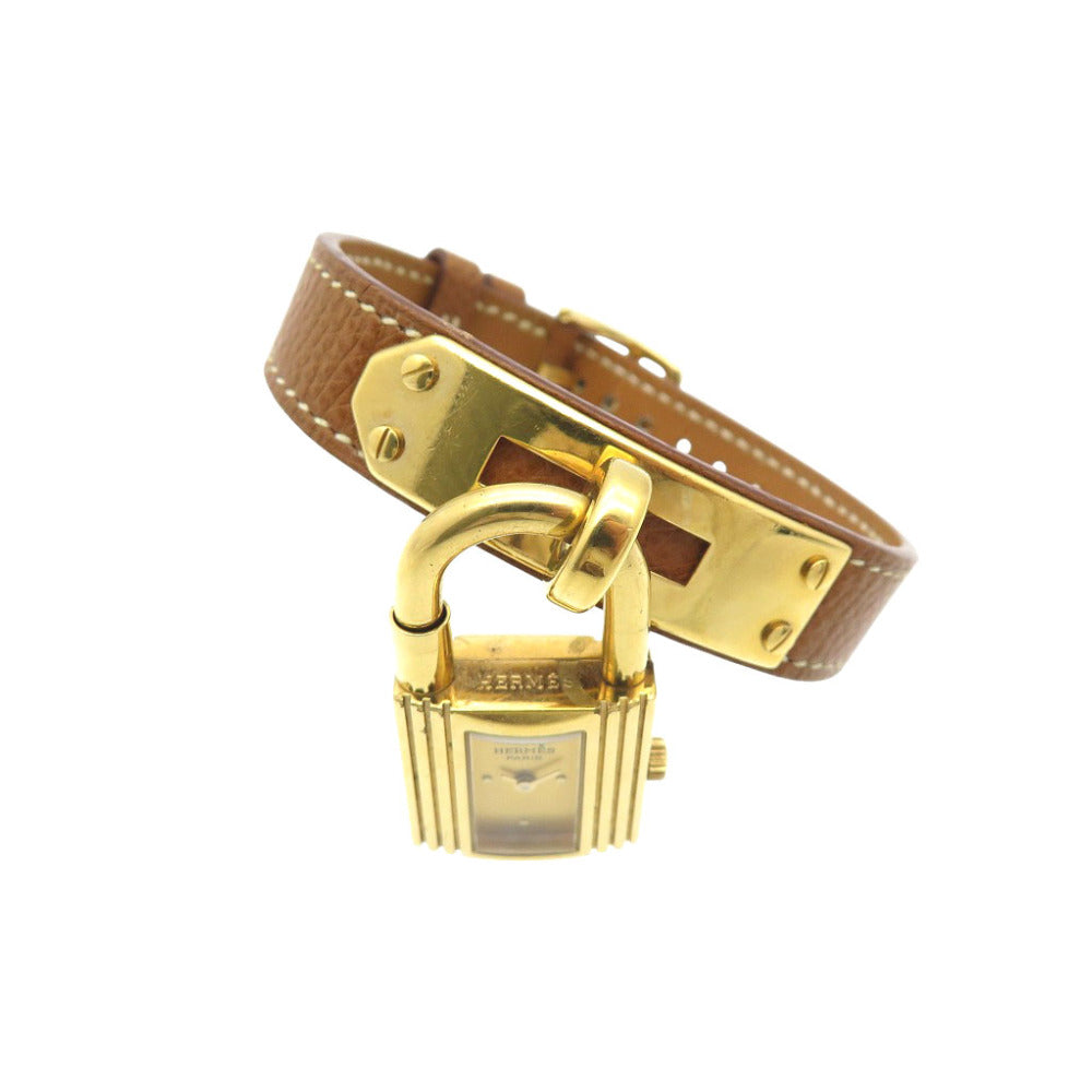 エルメス ケリーウォッチ クオーツ 腕時計 SS/クシュベル ゴールド ゴールド文字盤 □E刻印 0283【中古】HERMES レディース