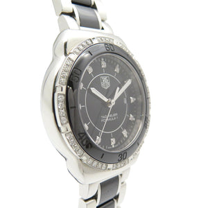 新品同様 タグホイヤー フォーミュラ1 ダイヤベゼル インデックス12Pダイヤ WAH1312 クオーツ 腕時計 SS/セラミック/ダイヤモンド ブラック 黒文字盤 0286【中古】TAG HEUER レディース