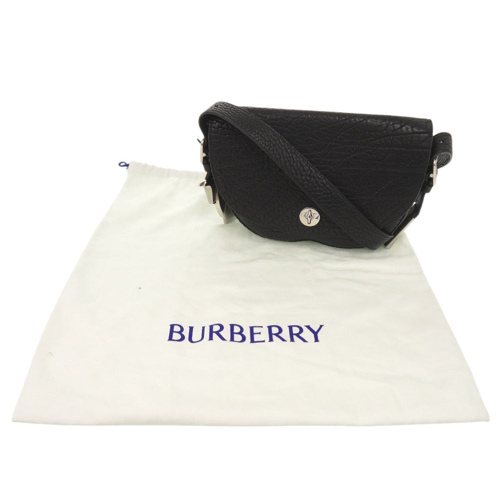 新品同様 バーバリー 8075511 レザー/レザー ブラック ショルダーバッグ 黒 0312【中古】BURBERRY