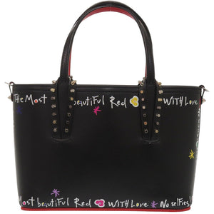 新品同様 クリスチャンルブタン ペイント カバタ ミニ 2WAY カーフレザー ブラック トートバッグ 黒 0340【中古】Christian Louboutin