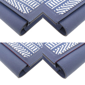 新品同様 エルメス パッサン ロング サングル カヴァル ヴォーエプソン ブルーブライトン シルバー金具 C刻印(2018年製) 長財布 0352【中古】HERMES