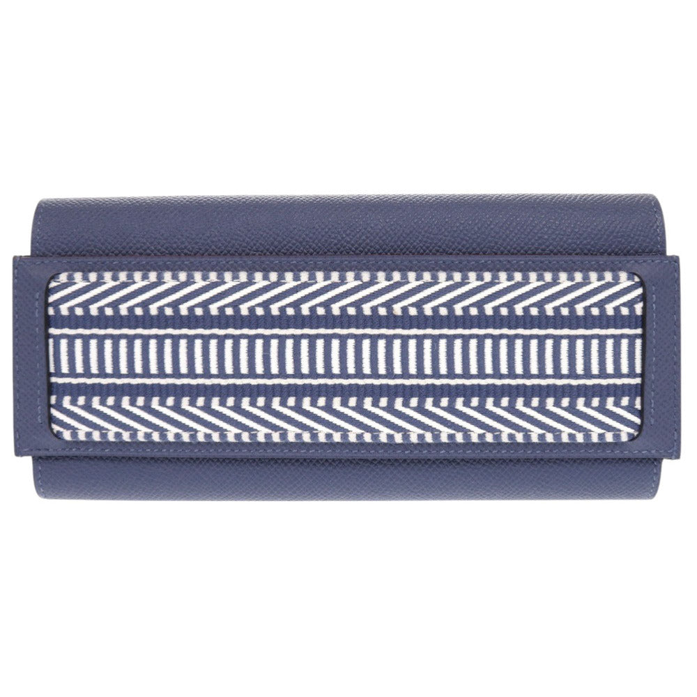 新品同様 エルメス パッサン ロング サングル カヴァル ヴォーエプソン ブルーブライトン シルバー金具 C刻印(2018年製) 長財布 0352【中古】HERMES