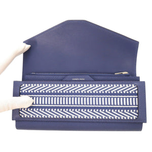 新品同様 エルメス パッサン ロング サングル カヴァル ヴォーエプソン ブルーブライトン シルバー金具 C刻印(2018年製) 長財布 0352【中古】HERMES