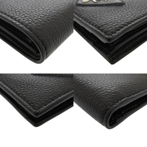 未使用品 プラダ コインポケット付ヴィッテロダイノ 2MO738 レザー ブラック 二つ折り財布 0364【中古】PRADA メンズ