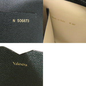 美品 ヴァレクストラ エンベロープ クラッチバッグ カーフ セカンドバッグ ダークグリーン 0377【中古】Valextra