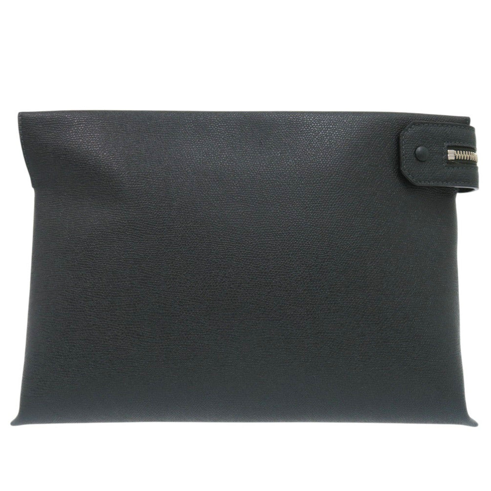 美品 ヴァレクストラ エンベロープ クラッチバッグ カーフ セカンドバッグ ダークグリーン 0377【中古】Valextra