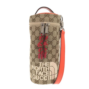 新品同様 グッチ The North Face コラボ ボトルバッグ 679760 GGキャンバス ブラウン ショルダーバッグ 0378【中古】GUCCI